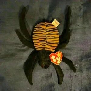 Ty Black and Yellow Striped Spider Plush